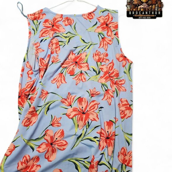 SUNG floral tank top  w/ buttons at neck XL - Picture 2 of 4